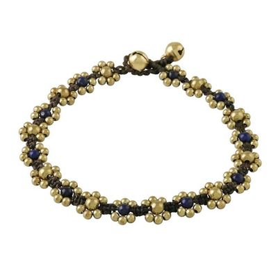 Alternate image for Lapis Lazuli Adjustable Beaded Anklet from Thailand Musical Dream