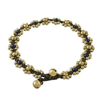 Alternate image for Lapis Lazuli Adjustable Beaded Anklet from Thailand Musical Dream