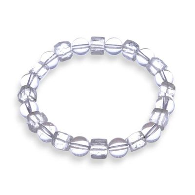 Primary image for Clear Quartz Beaded Stretch Bracelet Handmade in Thailand Crystalline Flair