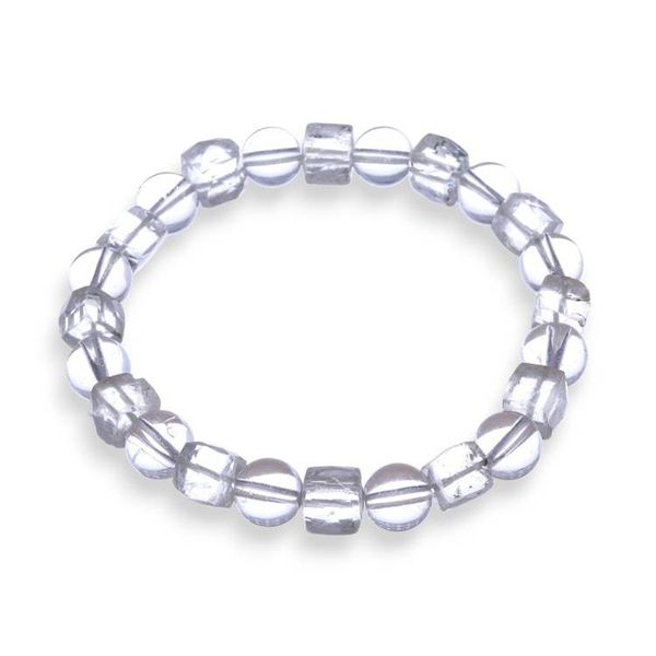 Alternate image for Clear Quartz Beaded Stretch Bracelet Handmade in Thailand Crystalline Flair