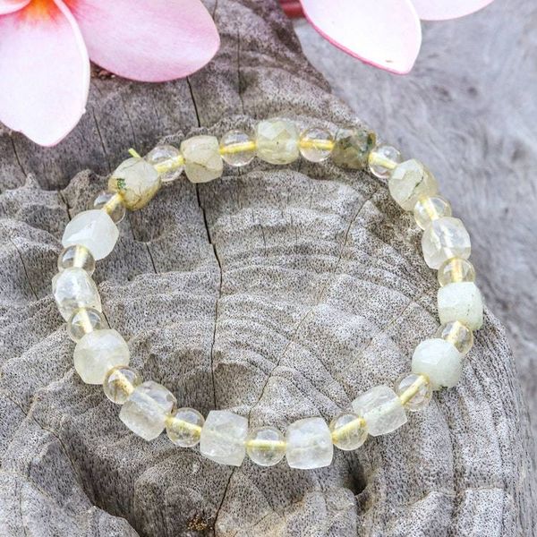 Alternate image for Handcrafted Stretch Bracelet with Rutilated Quartz Beads Luminous Flair