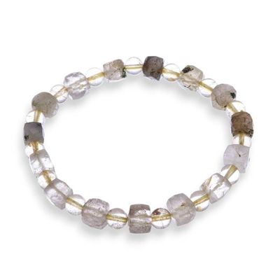 Alternate image for Handcrafted Stretch Bracelet with Rutilated Quartz Beads Luminous Flair