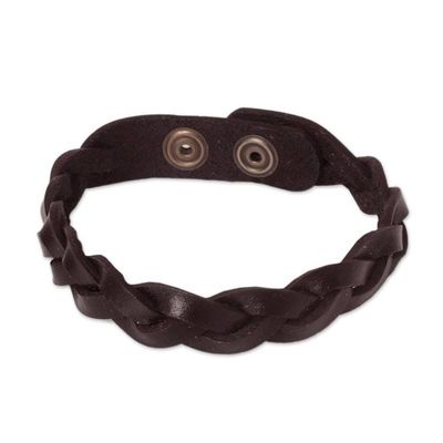 Alternate image for Mens Artisan Crafted Leather Wristband Bracelet Three Dark Rivers