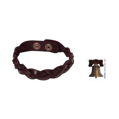 Alternate image for Mens Artisan Crafted Leather Wristband Bracelet Three Dark Rivers