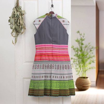 Alternate image for Hmong Hill Tribe-Inspired Cotton Blend Sheath Dress in Grey Grey Heirloom