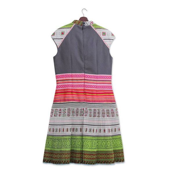Alternate image for Hmong Hill Tribe-Inspired Cotton Blend Sheath Dress in Grey Grey Heirloom