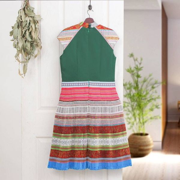 Alternate image for Hmong Hill Tribe-Inspired Cotton Blend Sheath Dress in Green Green Heirloom