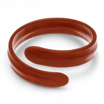 Alternate image for Brown Adjustable Unisex Leather Cuff Bracelet from Thailand Embrace Elegance