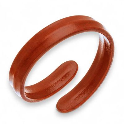 Alternate image for Brown Adjustable Unisex Leather Cuff Bracelet from Thailand Embrace Elegance