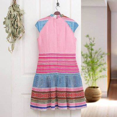 Alternate image for Hmong Hill Tribe-Inspired Blush Cotton Blend A-Line Dress Blush Heirloom