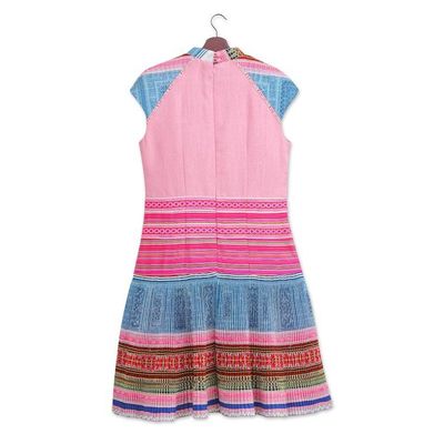 Alternate image for Hmong Hill Tribe-Inspired Blush Cotton Blend A-Line Dress Blush Heirloom