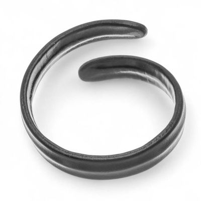 Alternate image for Adjustable Unisex Leather Cuff Bracelet Hand-Dyed Black Embrace Sophistication