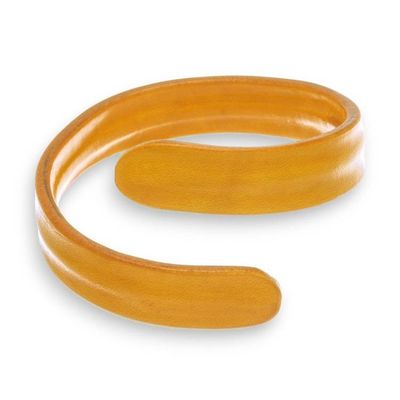 Alternate image for Adjustable Unisex Leather Cuff Bracelet in Yellow Shade Embrace Brilliance