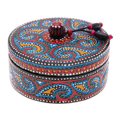 Alternate image for Hand-Painted Mango Wood Decorative Box in Blue Blue Specks