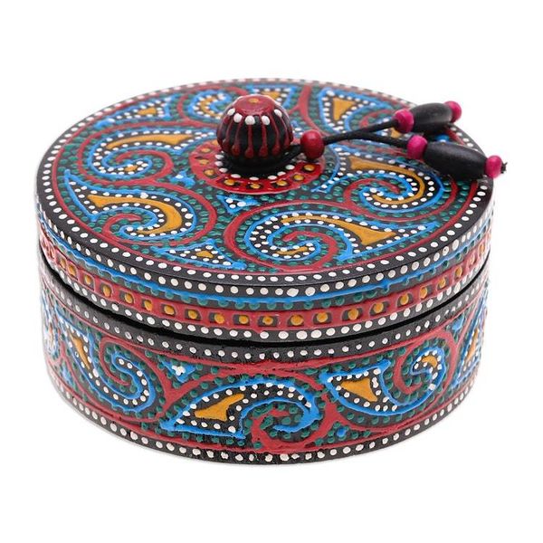 Alternate image for Hand-Painted Mango Wood Decorative Box in Blue Blue Specks