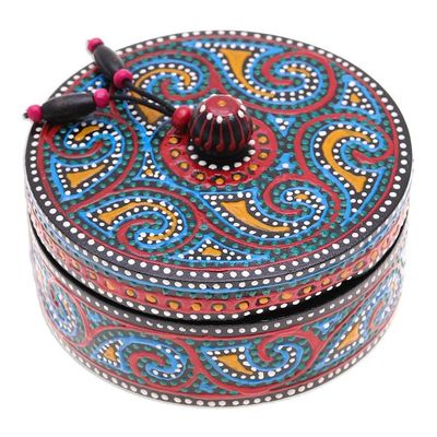 Alternate image for Hand-Painted Mango Wood Decorative Box in Blue Blue Specks