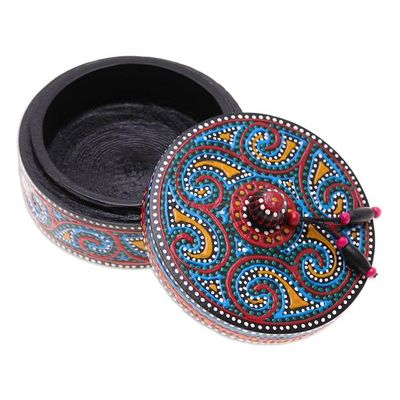 Alternate image for Hand-Painted Mango Wood Decorative Box in Blue Blue Specks