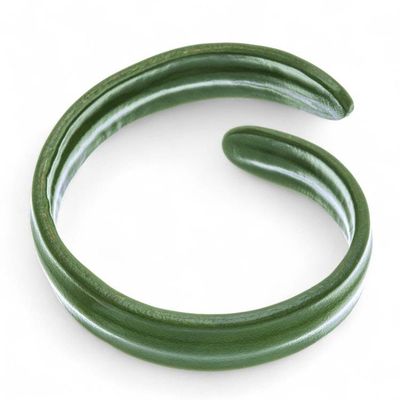 Alternate image for Handcrafted Green Adjustable Unisex Leather Cuff Bracelet Embrace Glamour