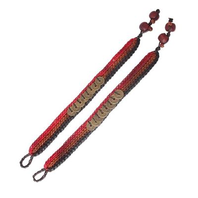 Alternate image for Good Fortune Brass Wristband Bracelets Pair Cinnamon Coins
