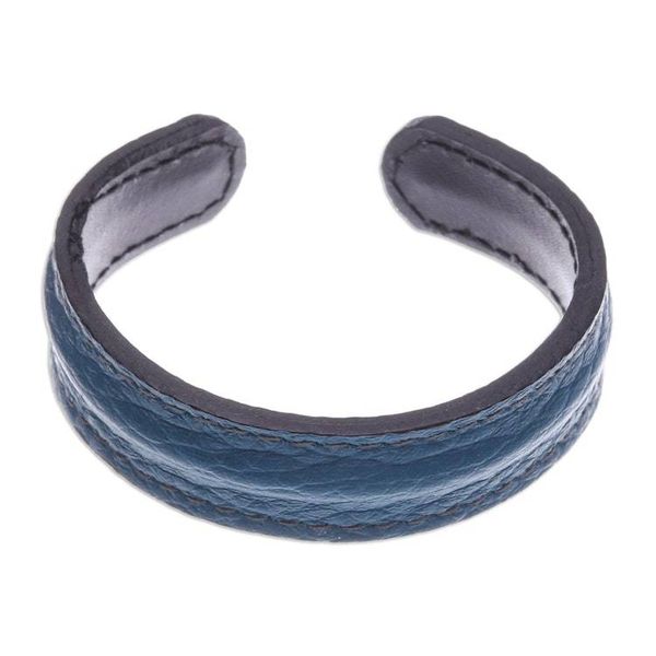 Alternate image for Mens Handcrafted Teal Leather Cuff Bracelet from Thailand Rugged Simplicity