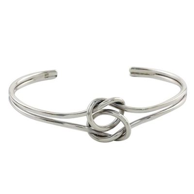 Alternate image for Sterling Silver Wire Cuff Bracelet with Center Knot Happy Together