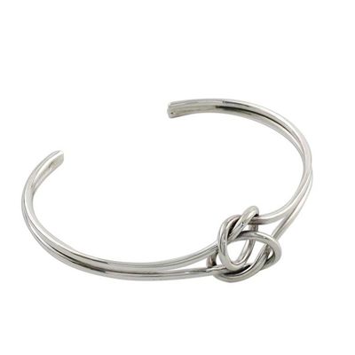 Alternate image for Sterling Silver Wire Cuff Bracelet with Center Knot Happy Together