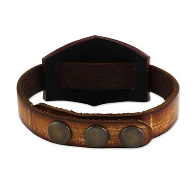 Alternate image for Leather and Carnelian Adjustable Snap Bracelet Carnelian Glow