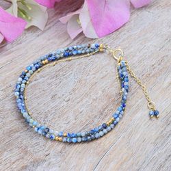 Image for Gold-Accented 5-Carat Lapis Lazuli Beaded Strand Bracelet True Reflections