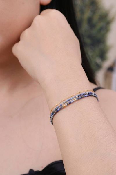 Alternate image for Gold-Accented 5-Carat Lapis Lazuli Beaded Strand Bracelet True Reflections