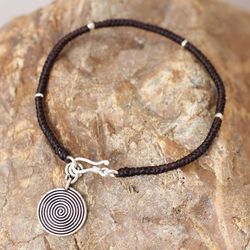 Image for Handmade Silver Braided Bracelet Spiral Sun