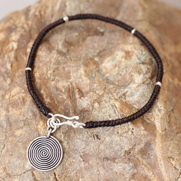 Alternate image for Handmade Silver Braided Bracelet Spiral Sun