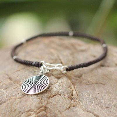 Alternate image for Handmade Silver Braided Bracelet Spiral Sun