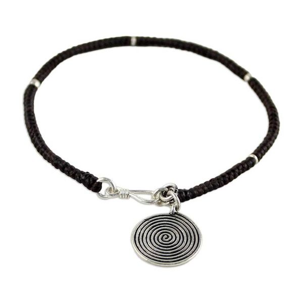 Alternate image for Handmade Silver Braided Bracelet Spiral Sun