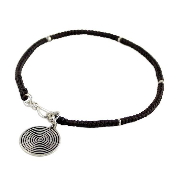 Alternate image for Handmade Silver Braided Bracelet Spiral Sun