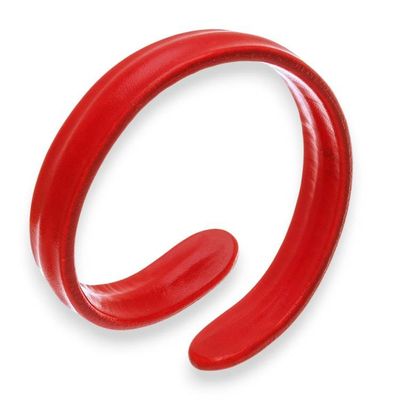 Alternate image for Red Hand-Dyed Adjustable Unisex Leather Cuff Bracelet Embrace Vibrancy