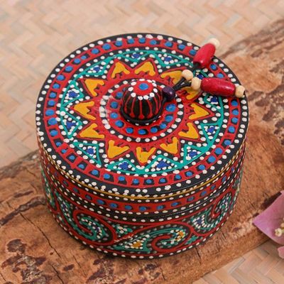 Alternate image for Hand-Painted Mango Wood Decorative Box in Red Red Specks