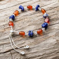 Image for Brass Beaded Bracelet with Sodalite and Chalcedony Jewels Thriving Intuitive Love