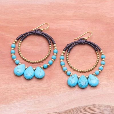 Alternate image for Brass and Light Blue Magnesite Beaded Dangle Earrings The Blue Tiara