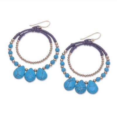 Alternate image for Brass and Light Blue Magnesite Beaded Dangle Earrings The Blue Tiara