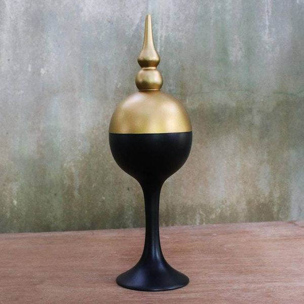 Alternate image for Handmade Black and Gold Decorative Jar from Thailand Shimmering Spire
