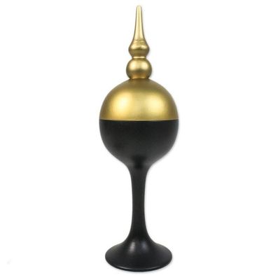 Alternate image for Handmade Black and Gold Decorative Jar from Thailand Shimmering Spire