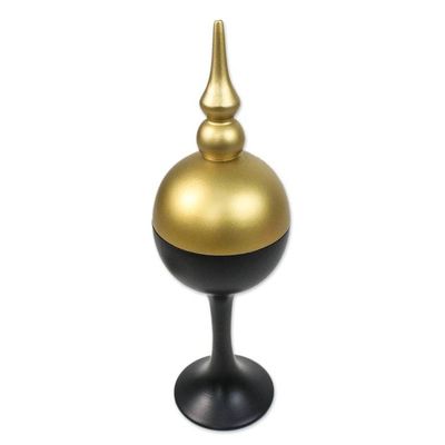 Alternate image for Handmade Black and Gold Decorative Jar from Thailand Shimmering Spire