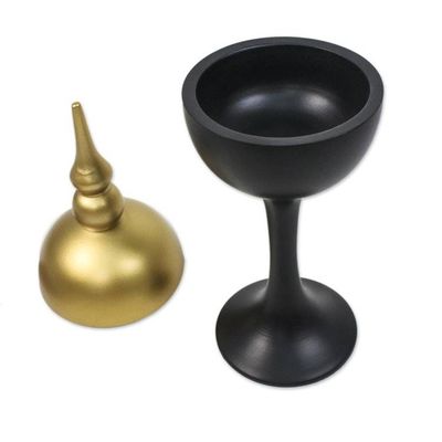 Alternate image for Handmade Black and Gold Decorative Jar from Thailand Shimmering Spire