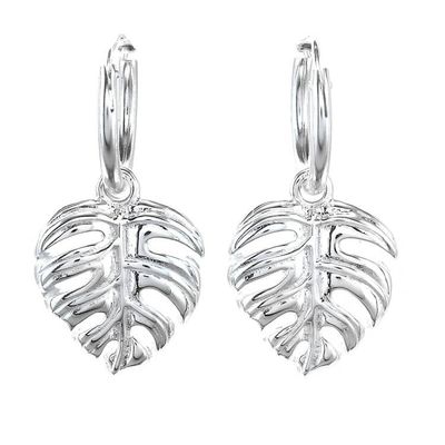 Alternate image for Handcrafted Thai Sterling Silver Leaf Earrings Tropical Leaf