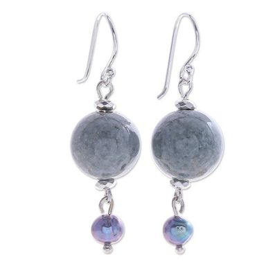 Alternate image for Thai Jade and Cultured Pearl Dangle Earrings Cool Magic