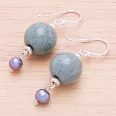 Alternate image for Thai Jade and Cultured Pearl Dangle Earrings Cool Magic