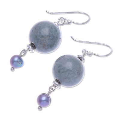 Alternate image for Thai Jade and Cultured Pearl Dangle Earrings Cool Magic