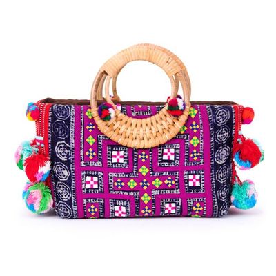 Alternate image for Traditional Cotton and Natural Fiber Blend Handle Bag Hill Tribes Joy