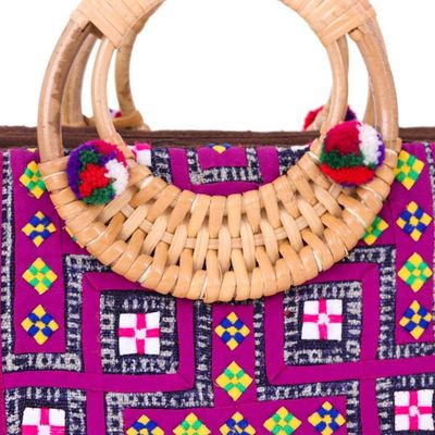 Alternate image for Traditional Cotton and Natural Fiber Blend Handle Bag Hill Tribes Joy