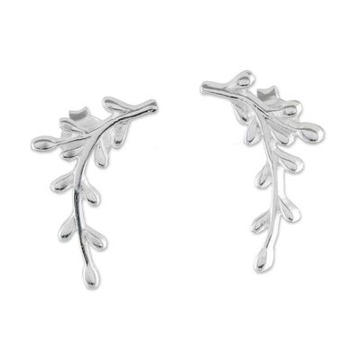 Primary image for Sterling Silver Olive Branch Drop Earrings from Thailand Shining Olive